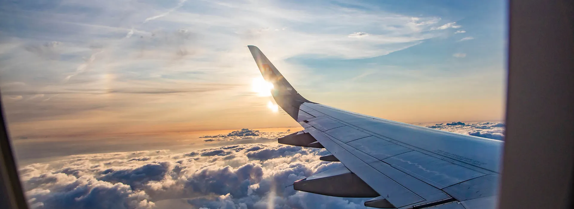 skyscape and aeroplane wing 